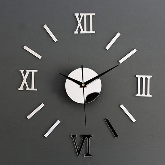 3D Mirror Roman Numbers Wall Clock Stickers - Elegant DIY Digital Clock