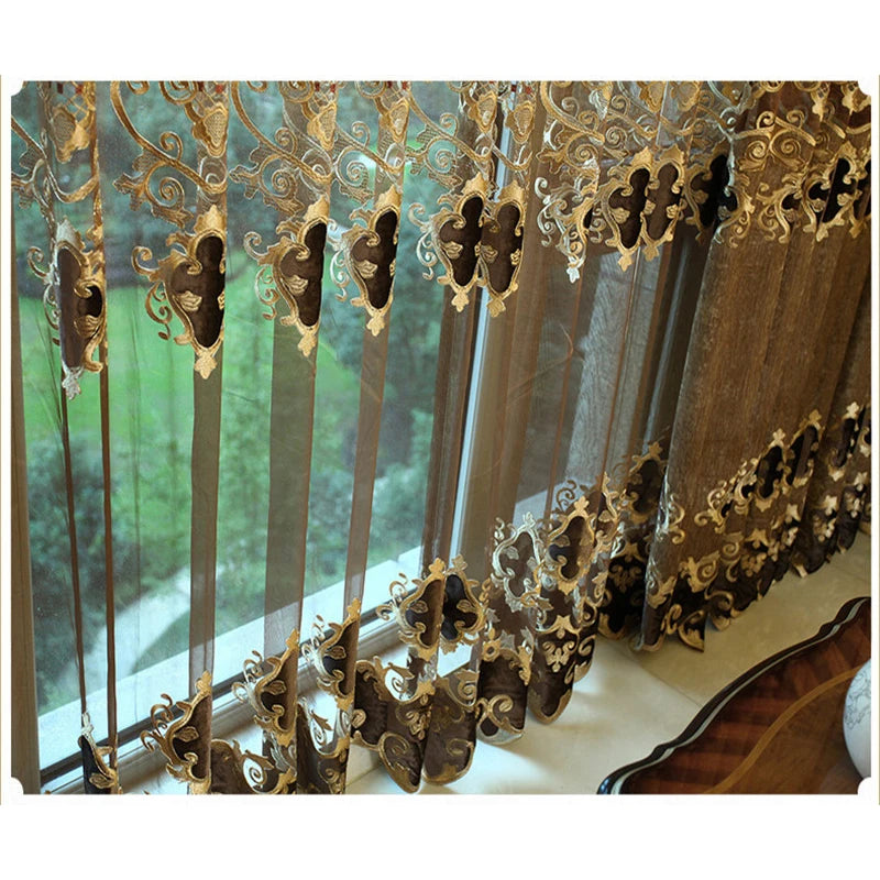Embroidered Chenille Velvet Curtains - For Living Room & Bedroom