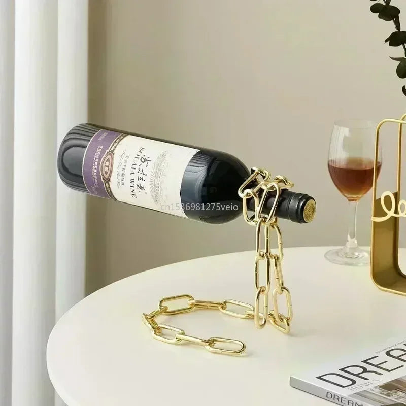 Magical Suspension Iron Chain Wine Rack - One Bottle Display Stand