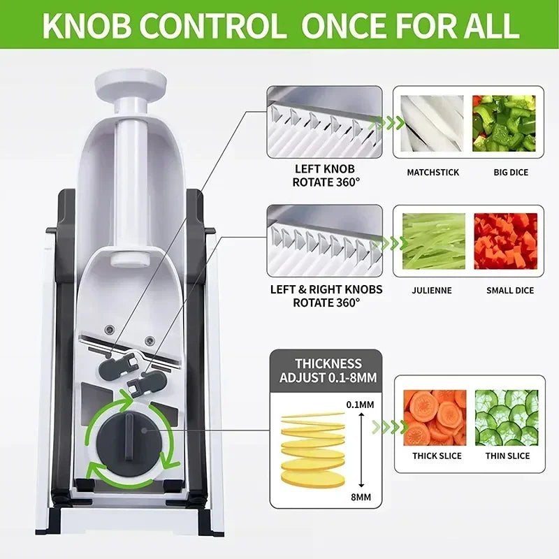 Safe Vegetable Cutter &amp; Kitchen Slicer - Salad Chopper, Potato &amp; French Fries Cutter, Cheese Grater Gadget