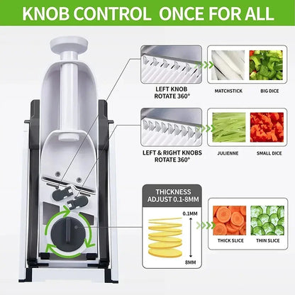 Safe Vegetable Cutter &amp; Kitchen Slicer - Salad Chopper, Potato &amp; French Fries Cutter, Cheese Grater Gadget