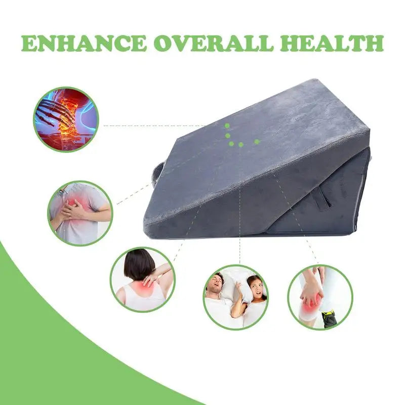 Adjustable Memory Foam Wedge Pillow - Sleeping Incline Cushion for Acid Reflux, Leg, and Back Pain Support