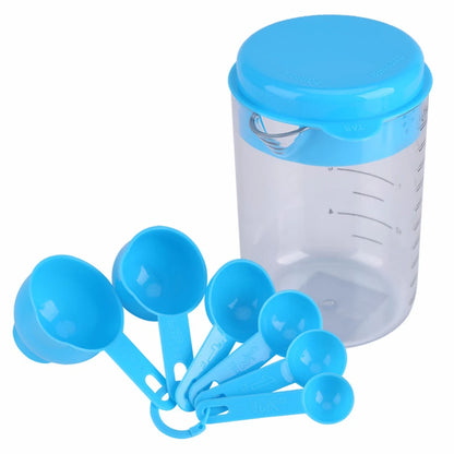 7PCS Portable Measuring Cups & Spoons Set - Plastic Kitchen Tools