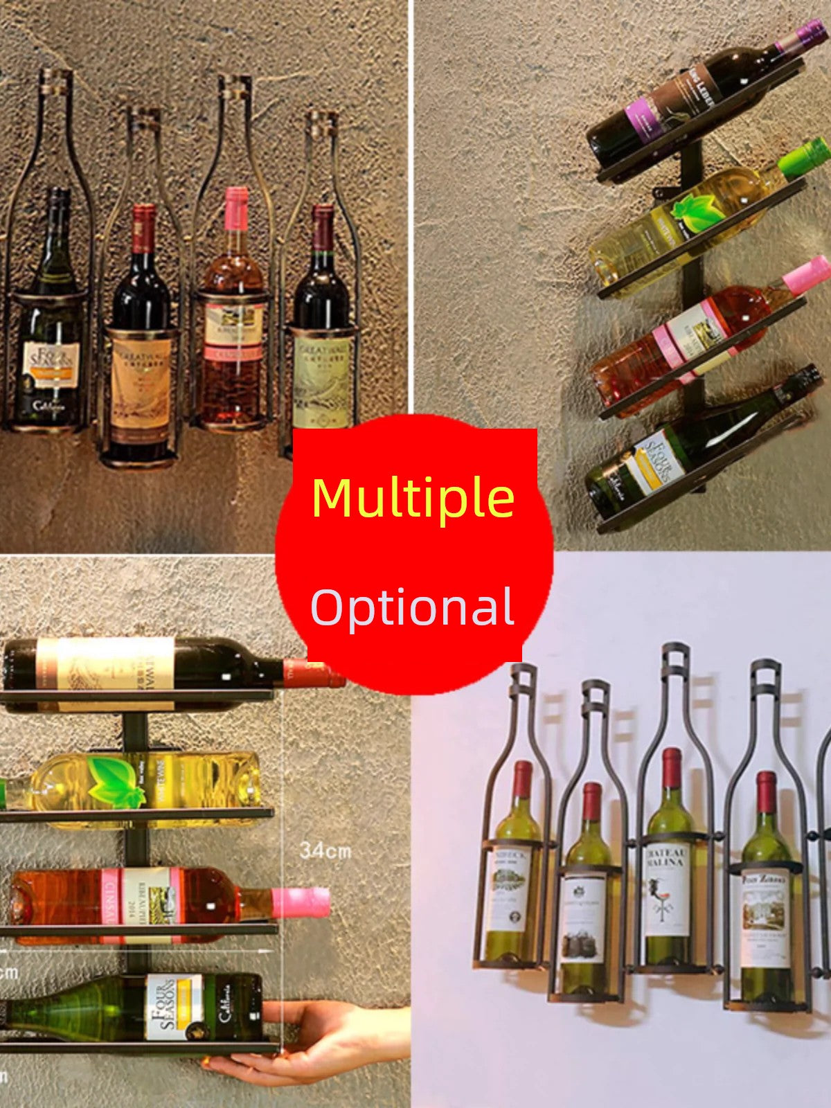 Minimalist Creative Hanging Dining Room Wall Iron Wine Cabinet