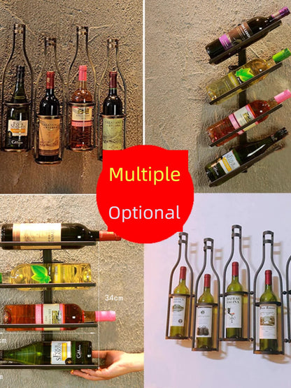 Minimalist Creative Hanging Dining Room Wall Iron Wine Cabinet