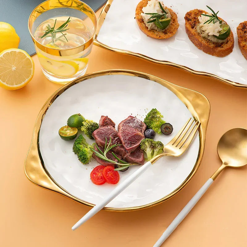 White Ceramic Dinner Plate - Elegant Modern Tableware (1 Piece)