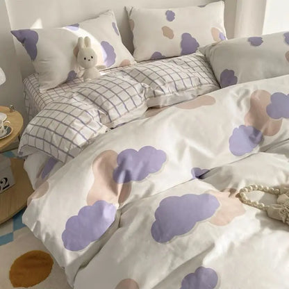Fashion Solid Color Washable Duvet Cover Set - Ins Style Bedding, No Comforter, Pillowcases, Sheet