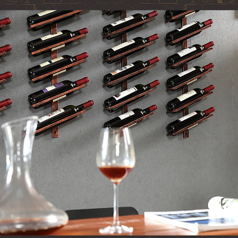 Wall-Mounted Wine Rack & Champagne Bottle Holder - Iron Stand
