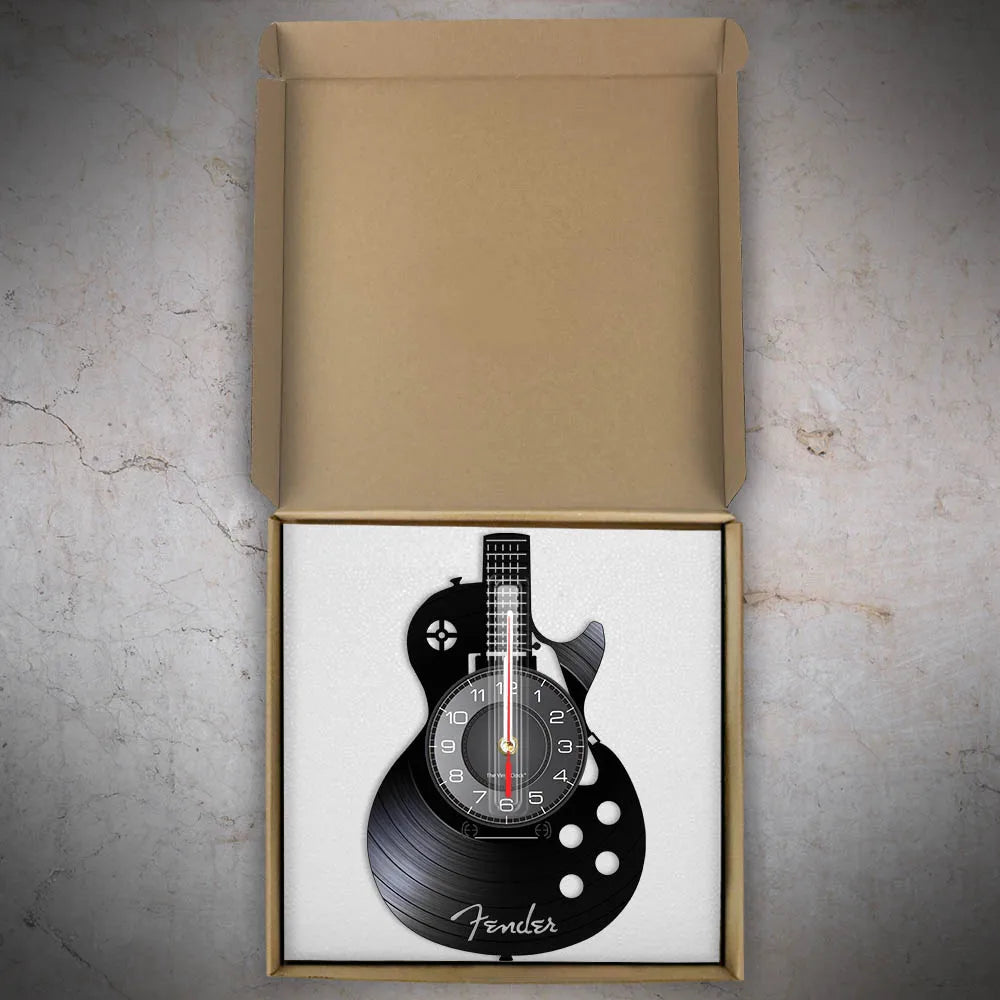 Acoustic Guitar Wall Art Clock - Musical Instrument Decor