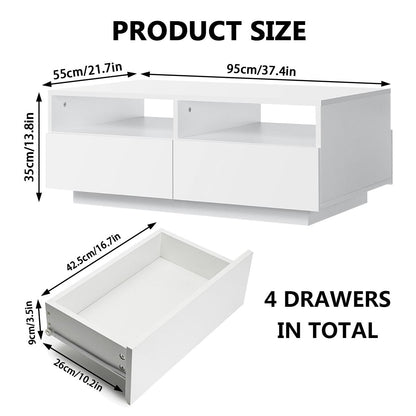 RGB LED Coffee Table High Gloss Simple Design Side Table for Living Room Furniture Tea Table Desks Home Storage Organzier