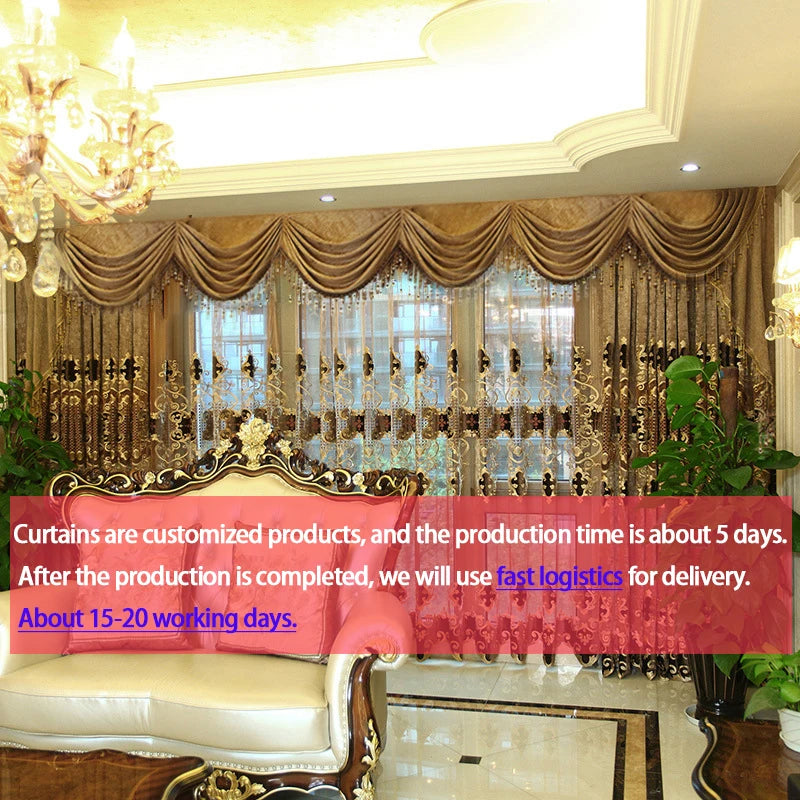 Embroidered Chenille Velvet Curtains - For Living Room & Bedroom