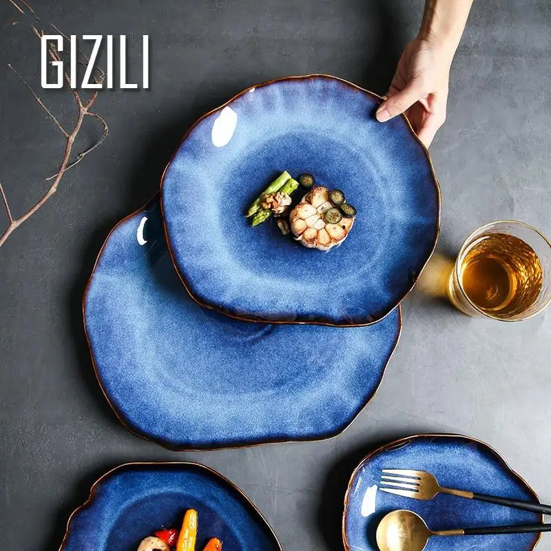 Blue Irregular Ceramic Dinnerware Sets - Decorative Tableware