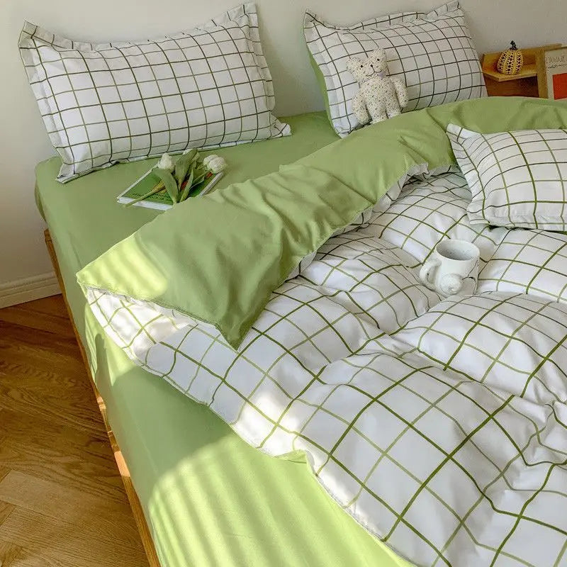 Fashion Solid Color Washable Duvet Cover Set - Ins Style Bedding, No Comforter, Pillowcases, Sheet