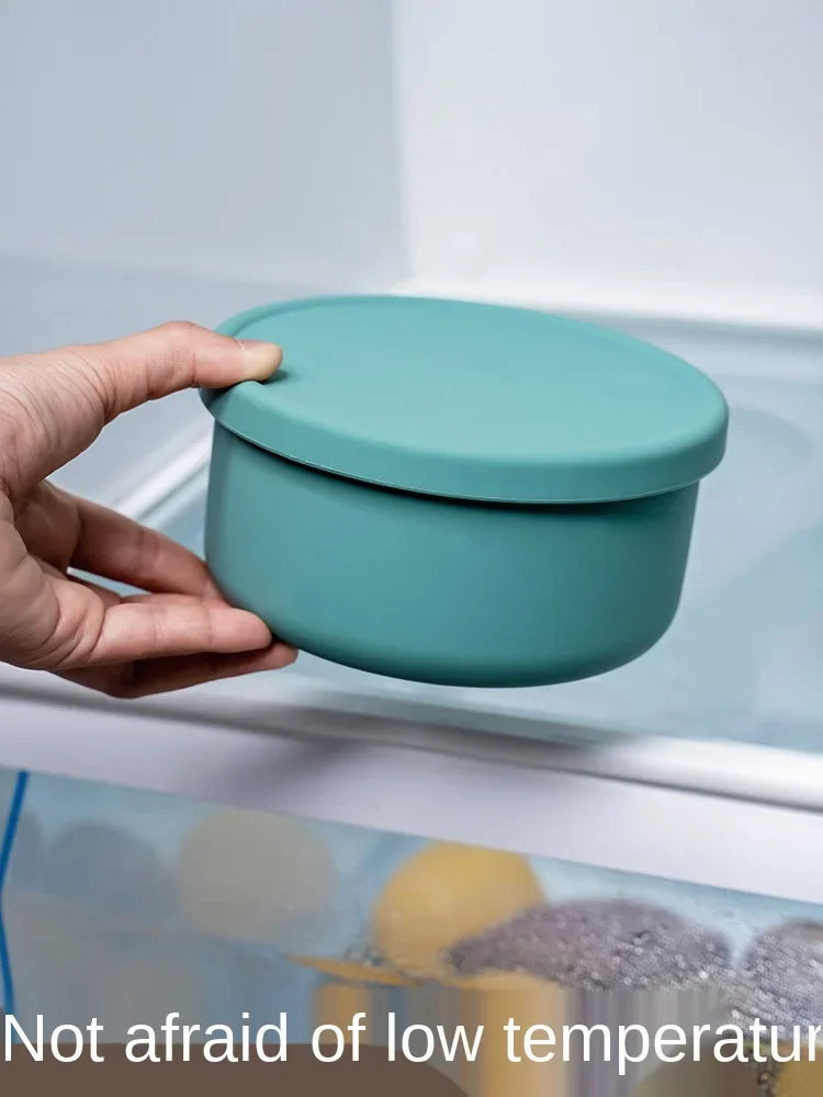 Silicone Fresh-Keeping Bento Box with Lid - Sealed Round Storage Bowl