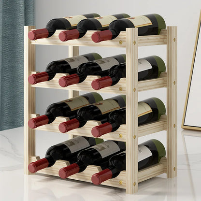 Solid Wood Wine Rack Cabinet - Bottle Holder Stand & Display Shelf
