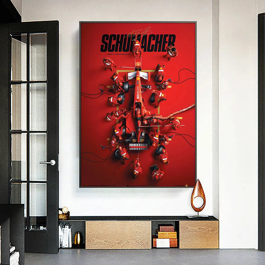F1 Michael Schumacher Racing Car Canvas Poster - Frameless Wall Art