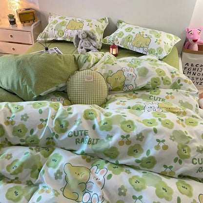 Fashion Solid Color Washable Duvet Cover Set - Ins Style Bedding, No Comforter, Pillowcases, Sheet