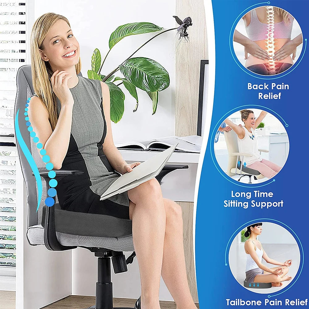 Memory Foam Seat Cushion for Office Chairs | Coccyx Relief & Posture Correction
