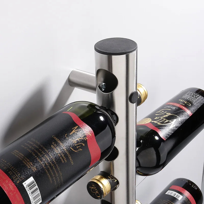Creative Stainless Steel Wall-Mounted Wine Rack - Bottle Stand and Shelf for Drinks