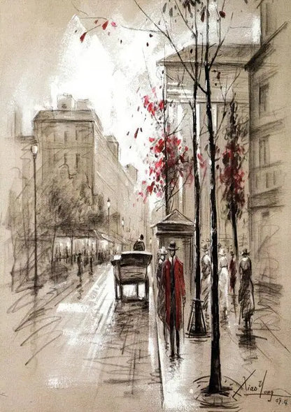 Paris Seine Street Landscape Oil Painting - Canvas Wall Art for Living Room Decor | Nordic-Style Poster Prints