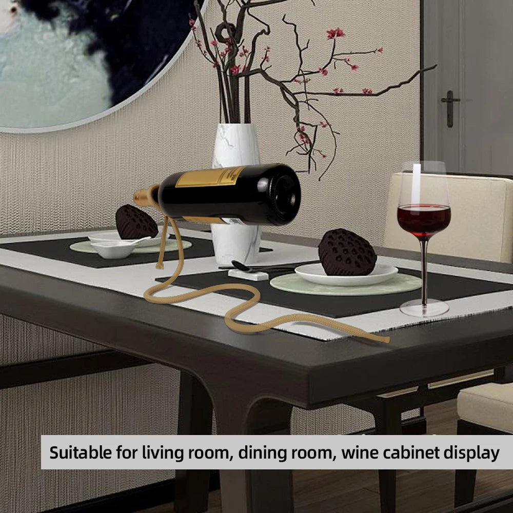 New Suspended Rope Wine Rack - Serpentine Snake Bracket Wine Bottle Holder