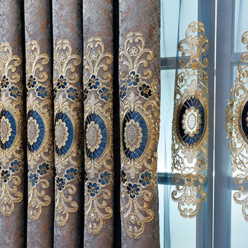 European Style Embroidered Luxury Blackout Curtains - Custom Fit
