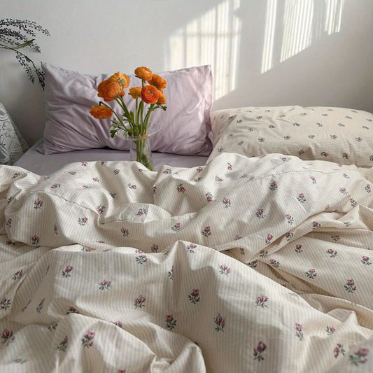 Fashion Solid Color Washable Duvet Cover Set - Ins Style Bedding, No Comforter, Pillowcases, Sheet