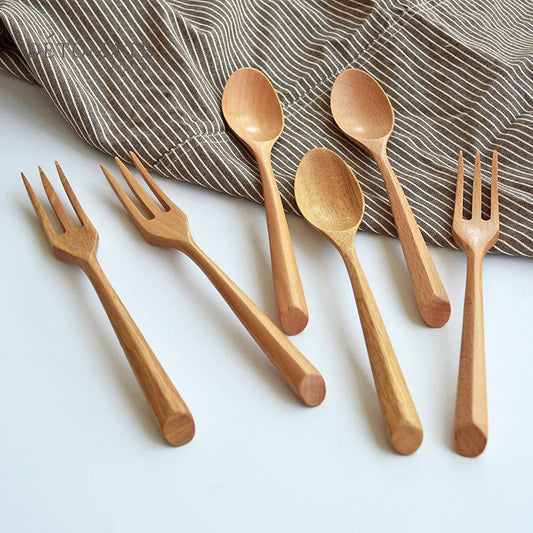 Eco-Friendly Natural Wooden Spoon Set - Portable Dinnerware