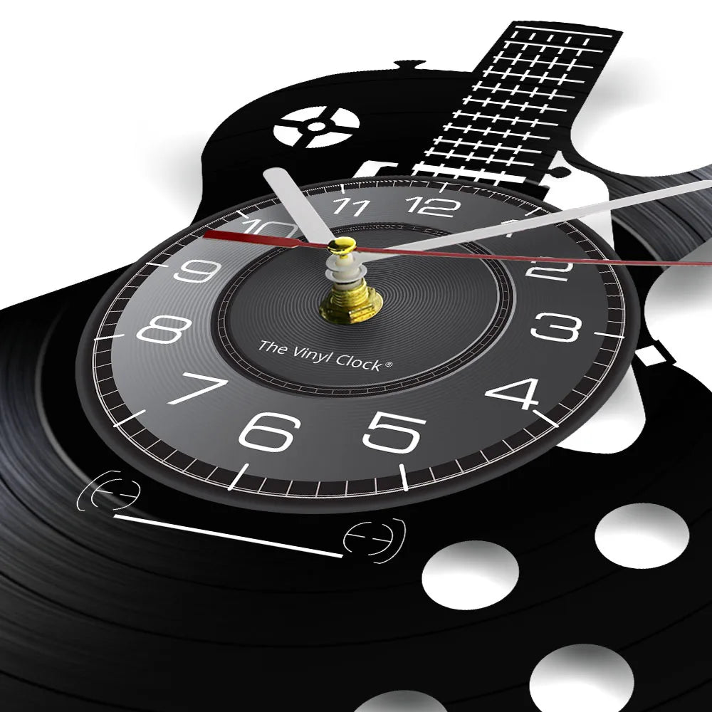 Acoustic Guitar Wall Art Clock - Musical Instrument Decor