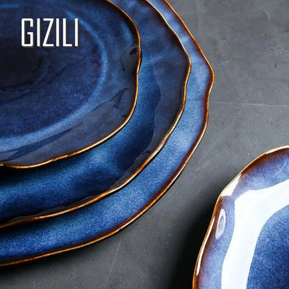 Blue Irregular Ceramic Dinnerware Sets - Decorative Tableware