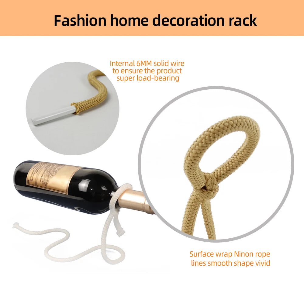 New Suspended Rope Wine Rack - Serpentine Snake Bracket Wine Bottle Holder