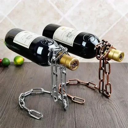 Magical Suspension Iron Chain Wine Rack - One Bottle Display Stand
