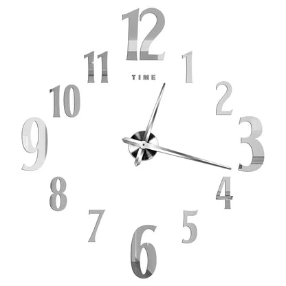 2D/3D Large Roman Numeral Acrylic Mirror Wall Clock - DIY Quartz Clock