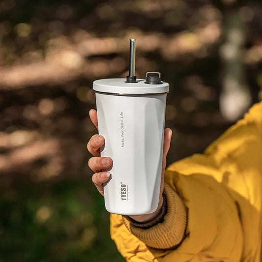 600ml Stainless Steel Leak-Proof Vacuum Flask with Retractable Straw
