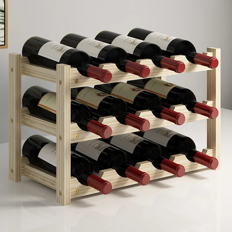 Solid Wood Wine Rack Cabinet - Bottle Holder Stand & Display Shelf