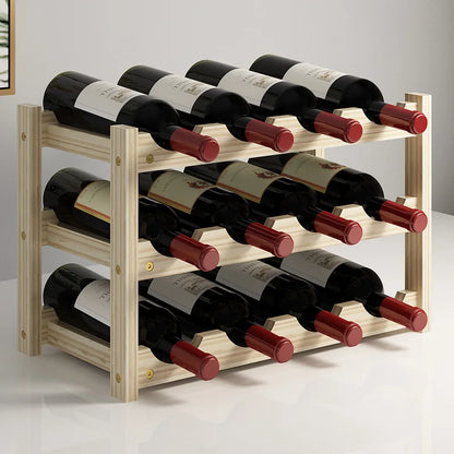 Solid Wood Wine Rack Cabinet - Bottle Holder Stand & Display Shelf