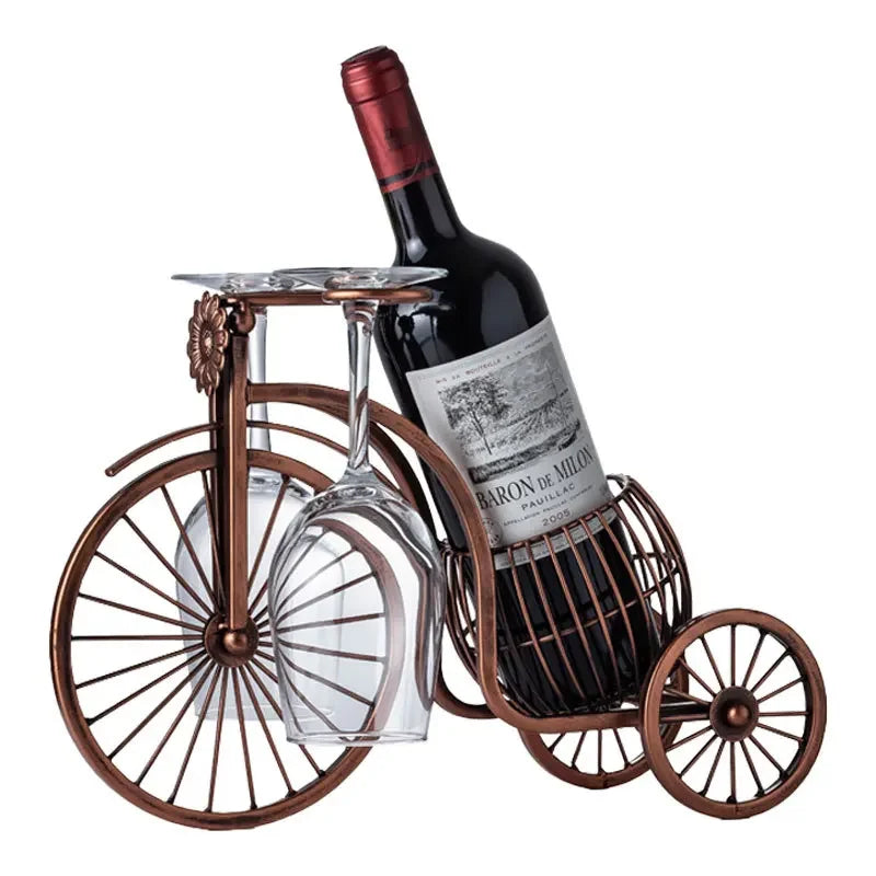 Creative Metal Wine Rack - Vintage Wine Bottle and Glass Holder