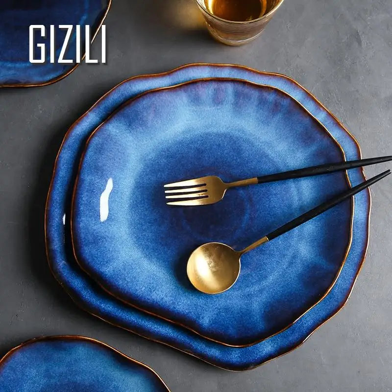 Blue Irregular Ceramic Dinnerware Sets - Decorative Tableware