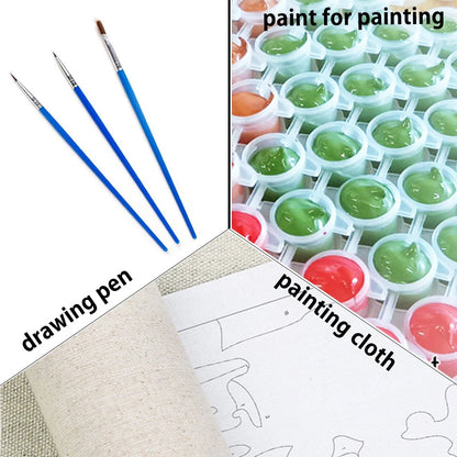 Abstract Oil Painting by Numbers on Canvas - Handmade DIY Coloring Kit