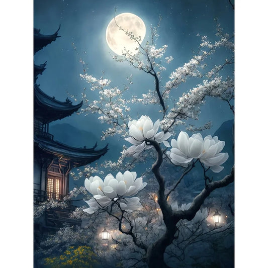GATYZTORY Moonlight DIY Painting By Numbers Kit | Landscape Oil Painting