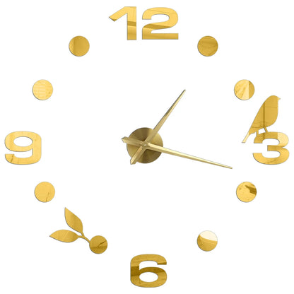 2D/3D Large Roman Numeral Acrylic Mirror Wall Clock - DIY Quartz Clock
