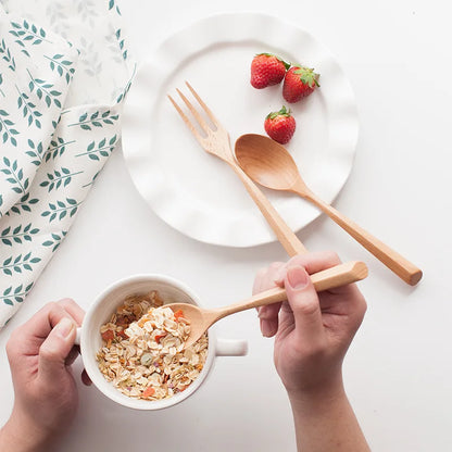 Eco-Friendly Natural Wooden Spoon Set - Portable Dinnerware