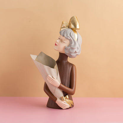 Girl Figurine Resin Sculpture | Abstract Art | Nordic Home Decor