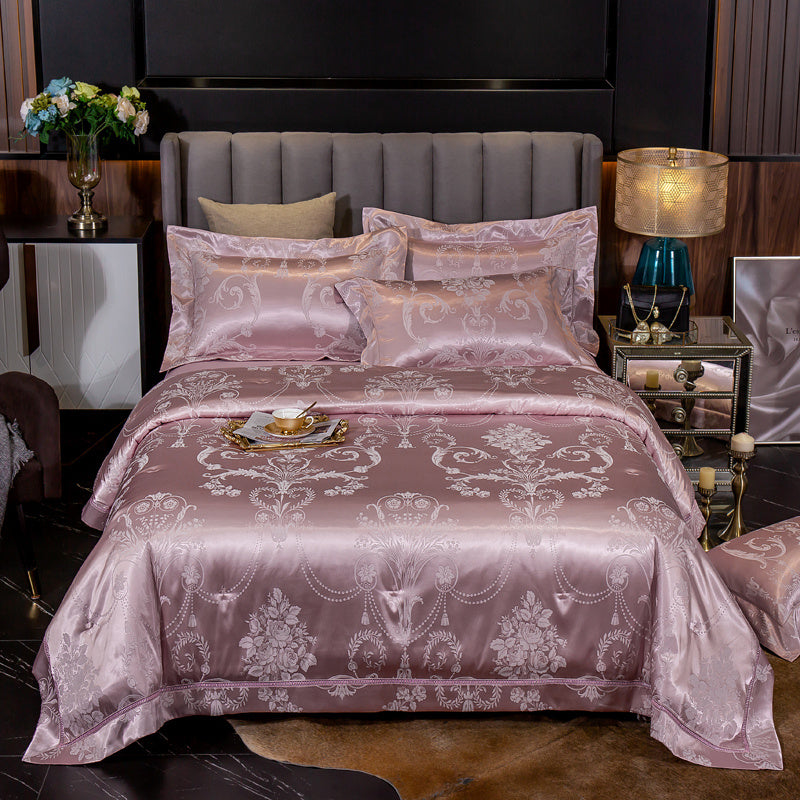 Ice Silk Jacquard Luxury Bedding Set | High-end Linen & Cotton