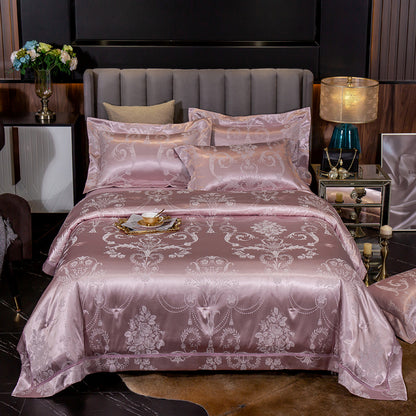 Ice Silk Jacquard Luxury Bedding Set | High-end Linen & Cotton