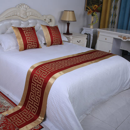 Bedding Set with Decorative Cushions and Bed Scarf - Complete Bed Cover and Foot Towel