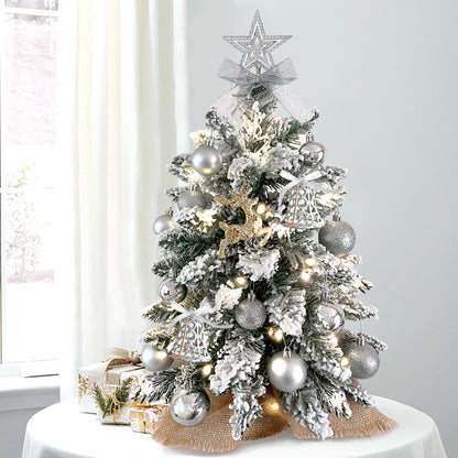2ft Mini Christmas Tree with Lights - Flocked Snow Artificial Tabletop Xmas Tree for Home & Office Decor