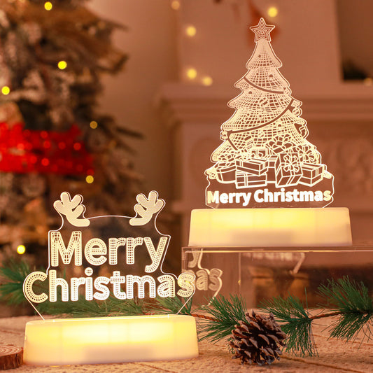 3D Acrylic LED Christmas Lamp - Night Light for Holidays, Kids Gifts, and Home Decor