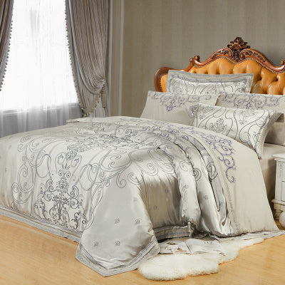 Ice Silk Jacquard Luxury Bedding Set | High-end Linen & Cotton