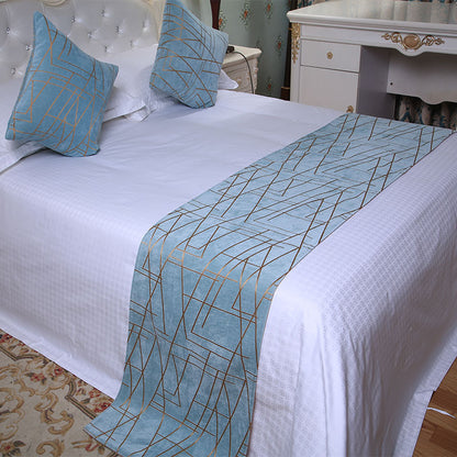 Bedding Set with Decorative Cushions and Bed Scarf - Complete Bed Cover and Foot Towel